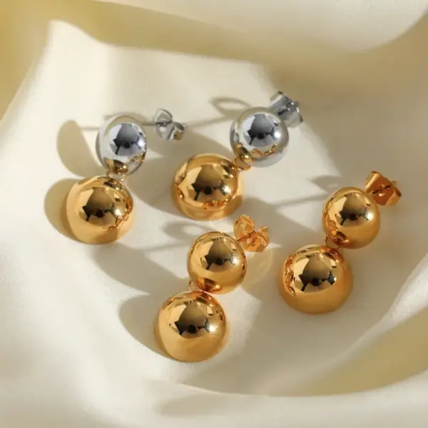 PVD Coated Real Gold Plated 14K Gold Solid Color 304 Stainless Steel Simple Style Solid Color Waterproof Non Tarnish Drop Earrings