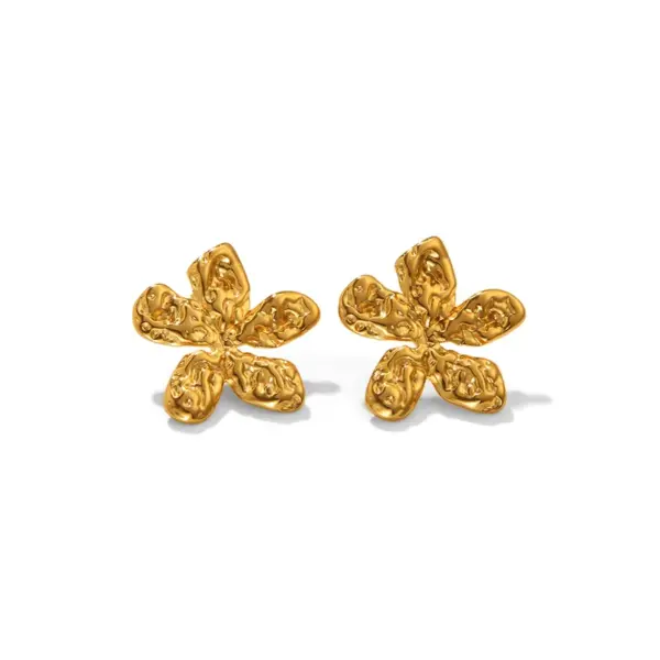 Wholesale PVD Coated Real Gold Plated 18K Gold Irregular 304 Stainless Steel 316 Stainless Steel IG Style Marine Style Modern Style Waterproof Non Tarnish Ear Studs