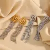 Wholesale PVD Coated Real Gold Plated 18K Gold Geometric Tassel 304 Stainless Steel Vintage Style French Style Waterproof Non Tarnish Drop Earrings