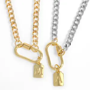 Copper Inlaid Zircon Letter Necklace