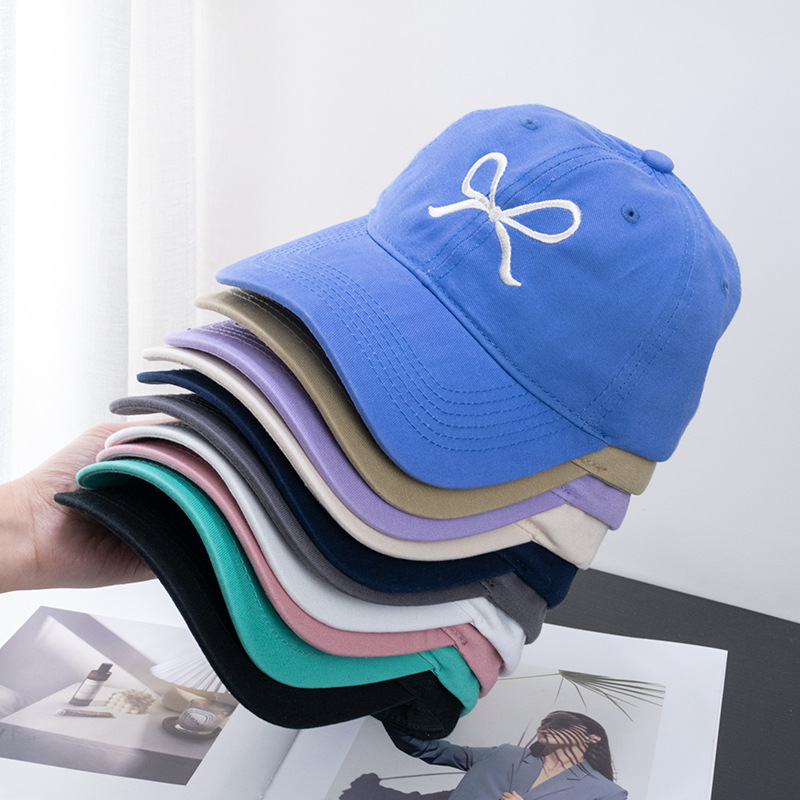Wholesale Internet celebrity sweet bowknot embroidered baseball cap women's spring and summer sun hat Korean style versatile soft top peaked cap makes