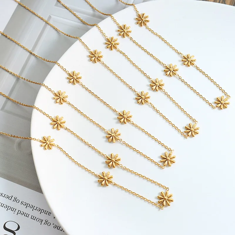 Wholesale PVD Coated Real Gold Plated Titanium Steel Pastoral Waterproof Non Tarnish Necklace