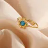 PVD Coated Real Gold Plated 18K Gold Sun 304 Stainless Steel Fashion Waterproof Non Tarnish Open Rings