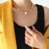 Wholesale PVD Coated Real Gold Plated Geometric Titanium Steel Elegant Waterproof Non Tarnish Necklace