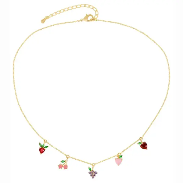 Copper 18K Gold Plated Plating Fruit Zircon Necklace
