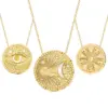Wholesale 201 Stainless Steel 304 Stainless Steel Gold Plated Retro Simple Style Plating Hollow Out Sun Moon Pendant Necklace