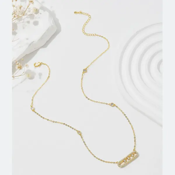 Wholesale Simple Style Shiny Geometric Copper Plating Inlay Zircon 18k Gold Plated Pendant Necklace