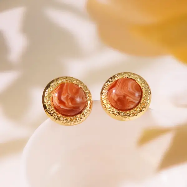 Wholesale 304 Stainless Steel Plastic Geometric Electroplating Imitation Gold Elegant Vintage Style Ear Studs