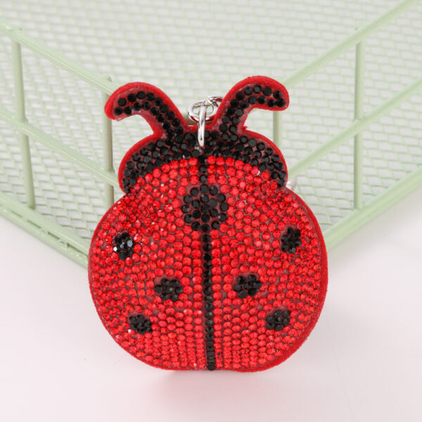 Wholesale 4pcs Seven-Star Ladybug Rhinestone Diamond Keychain