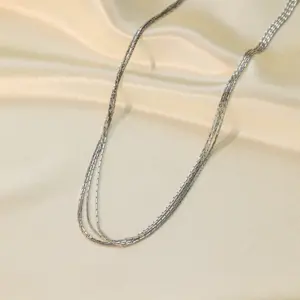 [Tsh6189] Four-Layer Chain Necklace / Steel Color