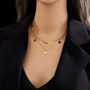 Jyh298 Necklace Gold Black and White Five-Pointed Star