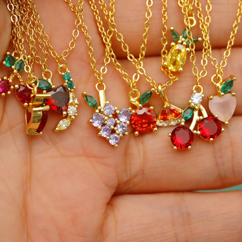 Wholesale Copper 18K Gold Plated Ft Zircon Pendant Necklace