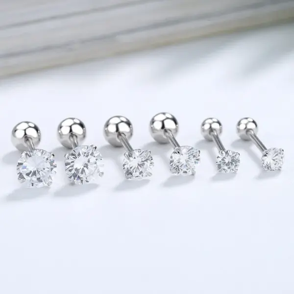 1 Pair Simple Style Geometric Plating Stainless Steel Zircon Ear Studs