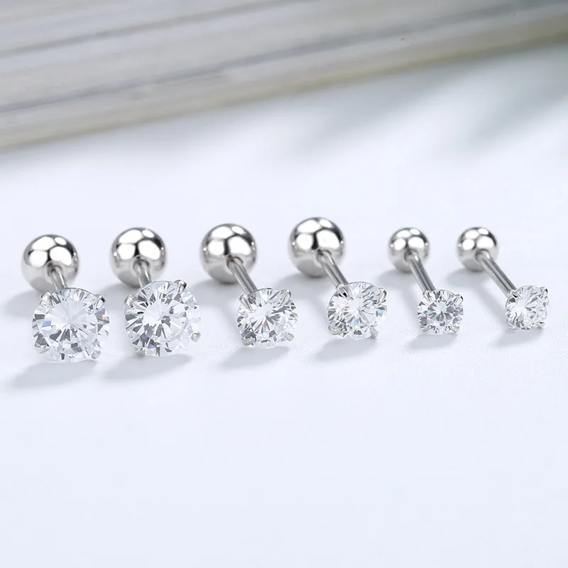 Wholesale 1 Pair Simple Style Geometric Plating Stainless Steel Zircon Ear Studs