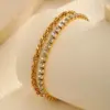 Wholesale PVD Coated Real Gold Plated 18K Gold Solid Color 201 Stainless Steel Elegant Shiny Waterproof Non Tarnish 201 Stainless Steel Lobster Trigger Clasp Closure Chain Bracelet