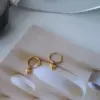 Wholesale PVD Coated Real Gold Plated 18K Gold Heart Shape 304 Stainless Steel Sweet Simple Style Waterproof Non Tarnish Drop Earrings