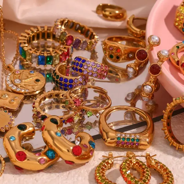 PVD Coated Real Gold Plated 18K Gold Color Block 304 Stainless Steel Vintage Style Simple Style Classic Style Waterproof Non Tarnish Rings