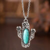oly-5af93ab1547b818fc6ddd27143593b8d Wholesale Vintage inlaid turquoise cactus pendant necklace