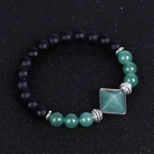 Sl235a4203 Green Aventurine Pyramid Frosted Stone Bracelet