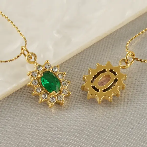 PVD Coated 18K Gold Plated Sun Water Droplets Heart Shape Stainless Steel Glam Shiny Waterproof Non Tarnish 304 Stainless Steel Pendant Necklace