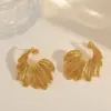 1 Pair Casual Classic Style Irregular Leaves Plating 304 Stainless Steel 18K Gold Plated Ear Studs