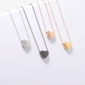 Wholesale 304 Stainless Steel Heart Shape PVD Coated 18K Real Gold Plated Basic Modern Style Classic Style Waterproof Non Tarnish Plating Snake Chain Lobster Trigger Clasp Closure Pendant Necklace