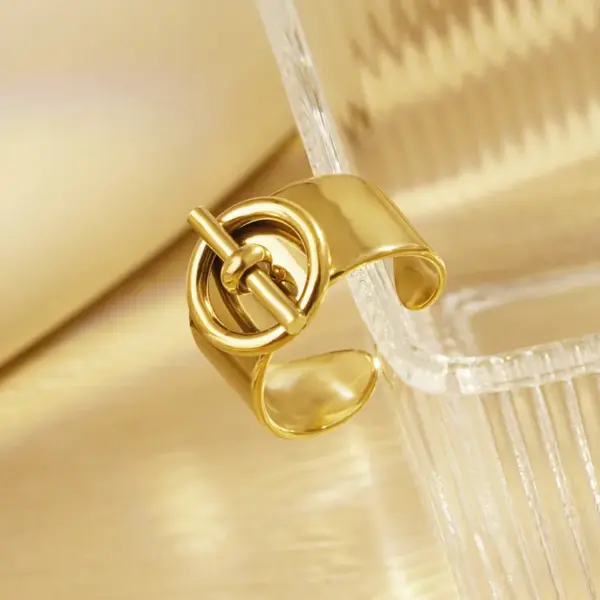 Wholesale Real Gold Plated OT 304 Stainless Steel Modern Style Classic Style Waterproof Non Tarnish Open Rings