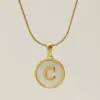 Wholesale Fashion Letter Stainless Steel Titanium Steel Plating Inlay Shell Pendant Necklace 1 Piece