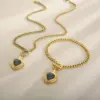 Wholesale Fashion Heart Shape Stainless Steel Inlay Opal Bracelets Necklace