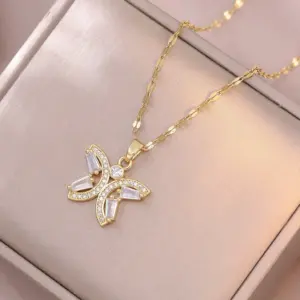 X3558 Butterfly Gold Necklace