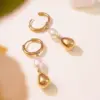 Wholesale Ion Plating (IP) 18K Gold Plated Geometric Water Droplets 304 Stainless Steel Classic Style Streetwear Waterproof Non Tarnish Charm Sleeper Hoop Earrings Drop