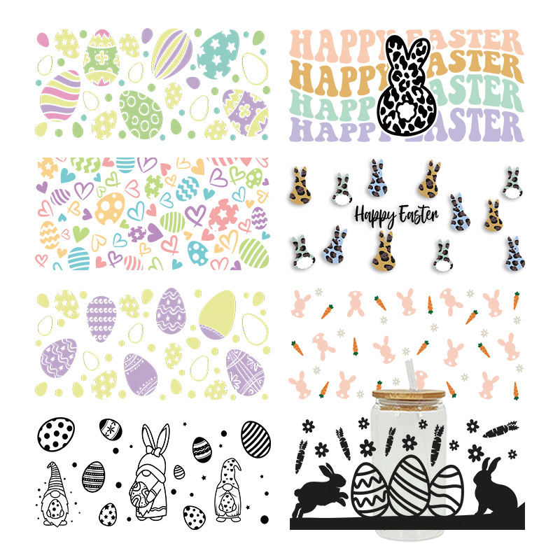 Wholesale Cute cartoon, multicolor 16oz C UV DTF Wraps