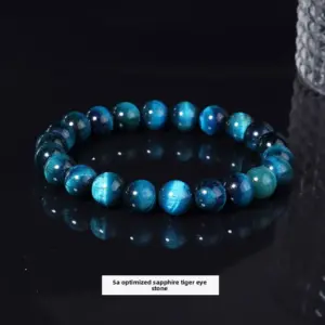 5a Optimized Sapphire Tiger Eye Stone Bracelet / Diameter 8.1-8.8mm (about 21-23 Pieces)