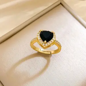 JZ246 Black Love Ring / Gold