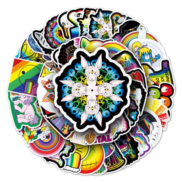 Wholesale 50 Ins Wind Color Cartoon Graffiti Cross-border Scooter Laptop Car DIY Decorative Stickers