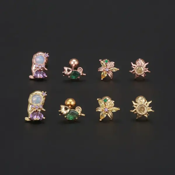 Wholesale 1 Piece Ig Style Simple Style Geometric Plating Inlay Brass Zircon 18k Gold Plated White Gold Plated Ear Studs