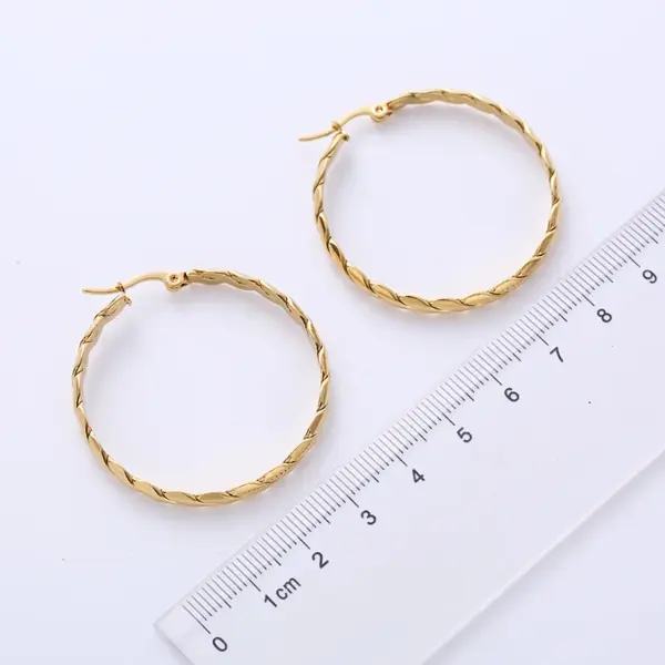 Wholesale PVD Coated 18K Gold Plated Round 304 Stainless Steel Fashion Waterproof Non Tarnish Earrings