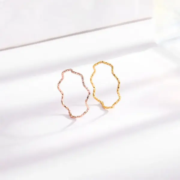 Wholesale Vacuum Plating Real Gold Plated 18K Gold Solid Color 304 Stainless Steel Glam Luxurious Solid Color Waterproof Non Tarnish Rings