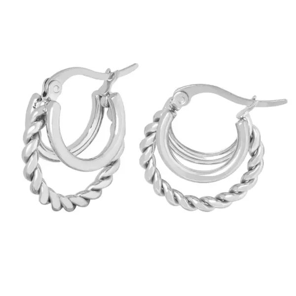 Wholesale 304 Stainless Steel Geometric PVD Coated 18K Gold Plated Real Gold Plated 18K Gold Streetwear Waterproof Non Tarnish Plating Gold Silver Earrings