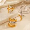 Ion Plating (IP) 18K Gold Plated Star Lines 304 Stainless Steel Casual Glam Luxurious Waterproof Non Tarnish Open Rings