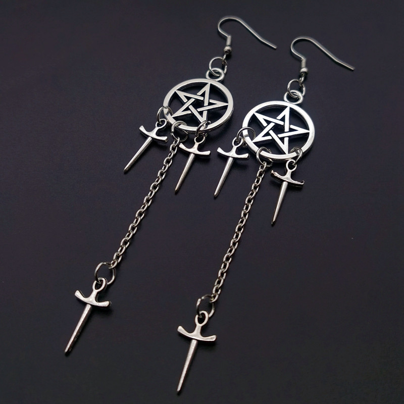 Wholesale New Five-inted Star Sword Daer Earrings Gothic Diablo Sernatural wer Earrings Friendship Gift Manufacturers