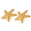 PVD Coated 18K Gold Real Gold Plated Starfish 304 Stainless Steel French Style Simple Style Classic Style Waterproof Non Tarnish Ear Studs