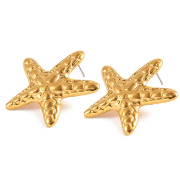 PVD Coated 18K Gold Real Gold Plated Starfish 304 Stainless Steel French Style Simple Style Classic Style Waterproof Non Tarnish Ear Studs