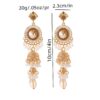 Wholesale Fashionable and Personalized Micro-Encrusted Diamond Earrings Thai Retro Women's Long Imitation Large Gemstone Tassel Bell Earrings