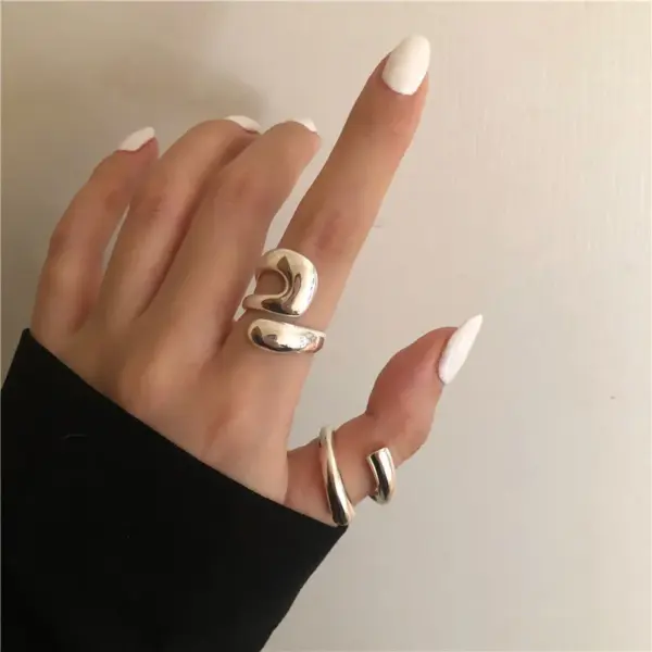 Wholesale Fashion Solid Color Copper Silver Plated Open Ring 1 Piece