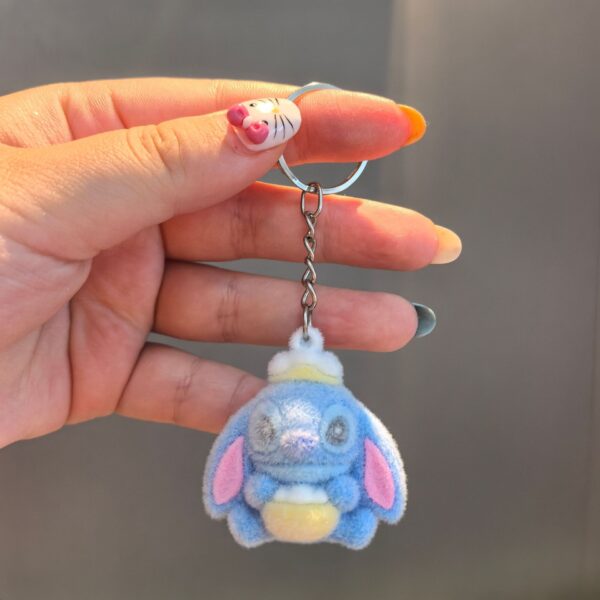Wholesale Cartoon Stitch Keychain Pendant Three-Dimensional Flocking Bear Doll Car Keychain Bag Pendant Small Gift
