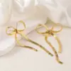 Wholesale 304 Stainless Steel Bow Knot Electroplating Golden Plated Elegant Sweet Waterproof Non Tarnish Gold Silver Ear Studs