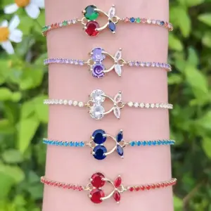 Wholesale Jewelry Casual Simple Style Cherry Copper Zircon 18K Gold Plated Polishing Plating Bracelets Tennis Chain