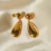 PVD Coated Real Gold Plated 18K Gold Water Droplets Stainless Steel IG Style Waterproof Non Tarnish 304 Stainless Steel Drop Earrings