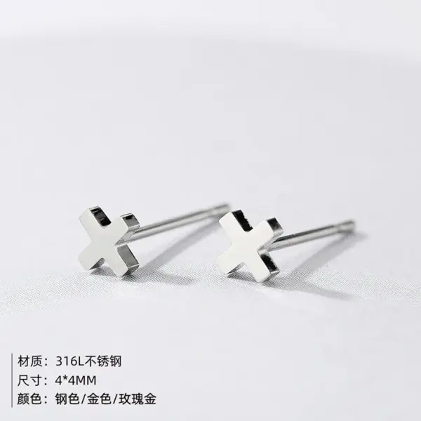 Wholesale PVD Coated 14K Gold Real Gold Plated Cross Stainless Steel Waterproof Non Tarnish Earrings